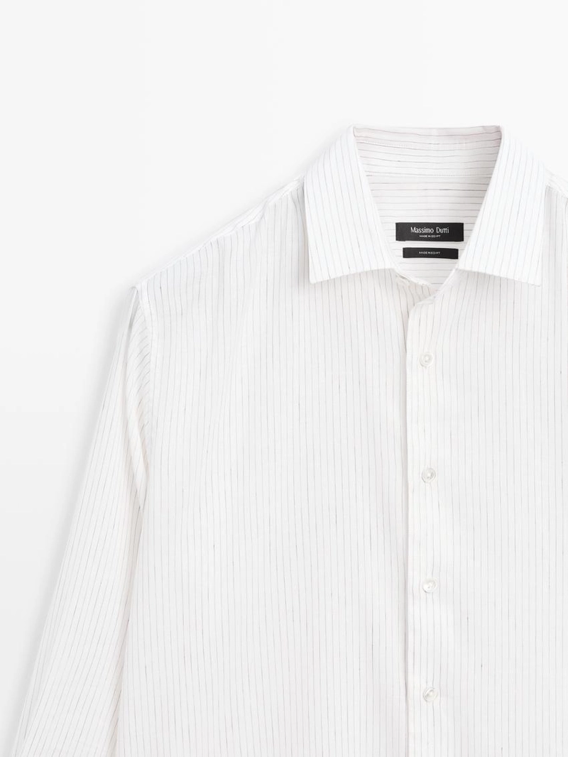 Рубашка в полоску из хлопкового смесового материала