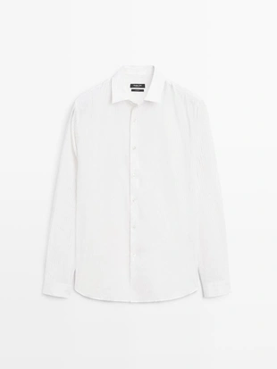 Рубашка в полоску из хлопкового смесового материала- Заказать в России