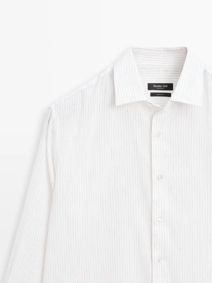 Рубашка в полоску из хлопкового смесового материала- Заказать в России