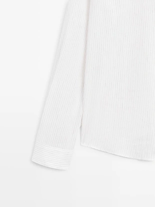 Рубашка в полоску из хлопкового смесового материала- Заказать в России