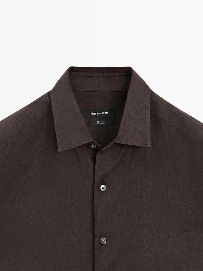 Рубашка из льна с регулярной посадкой