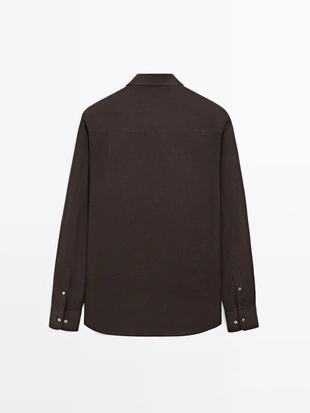 Рубашка из льна с регулярной посадкой- Заказать в России