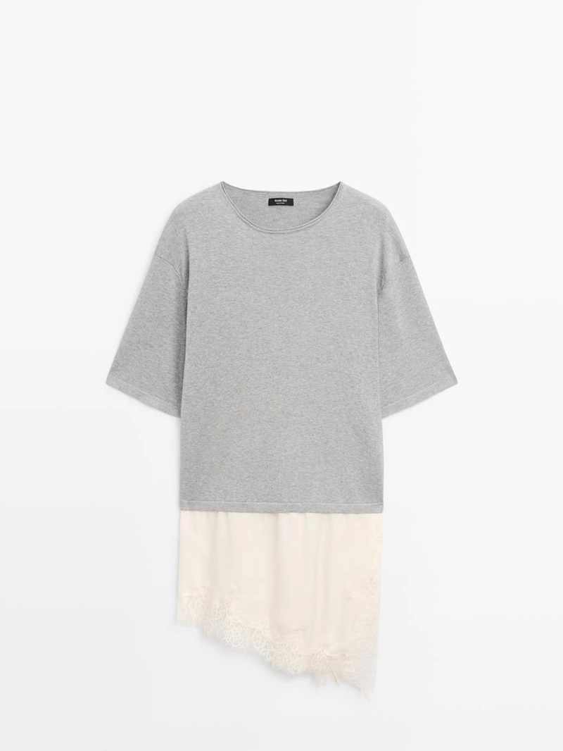 Свитер с кружевными деталями