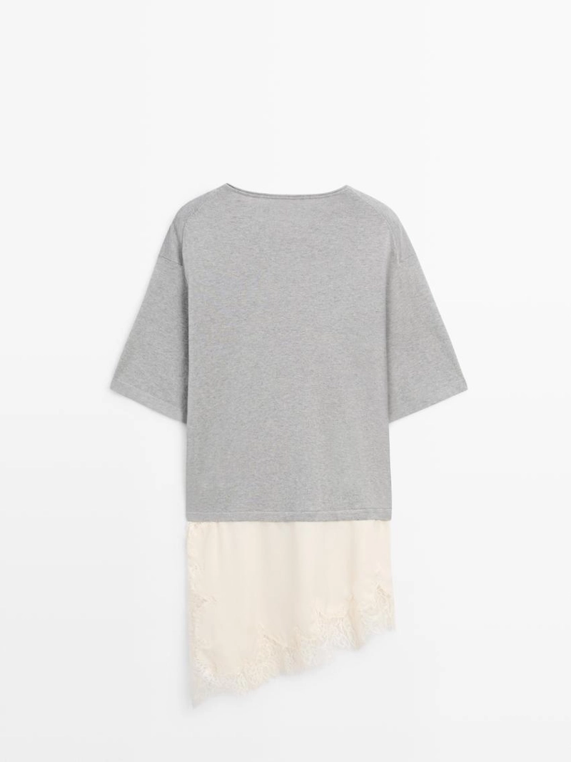 Свитер с кружевными деталями