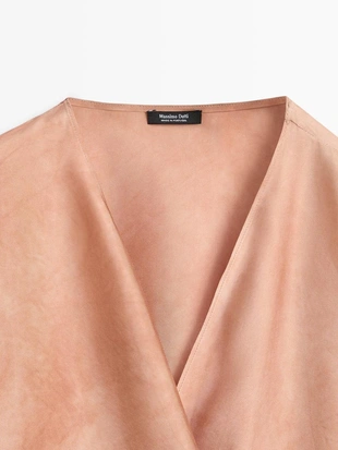 Блуза с драпировкой и широкими рукавами- Заказать в России