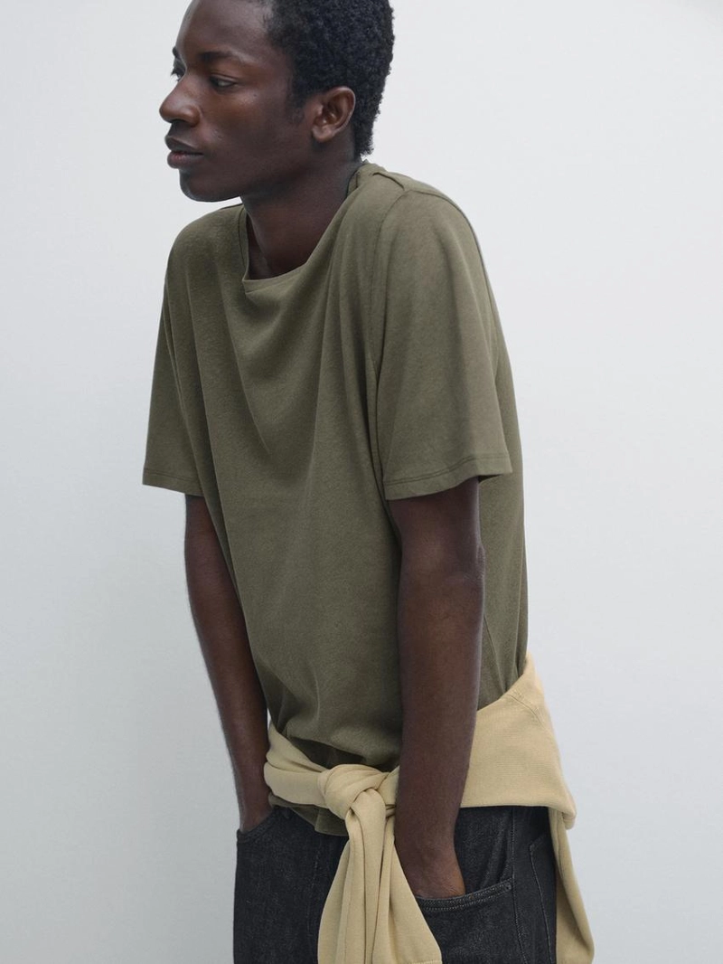 Футболка из льняной смеси с короткими рукавами