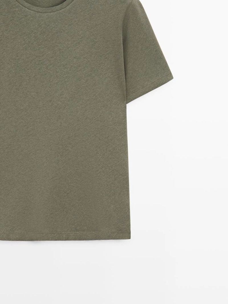 Футболка из льняной смеси с короткими рукавами