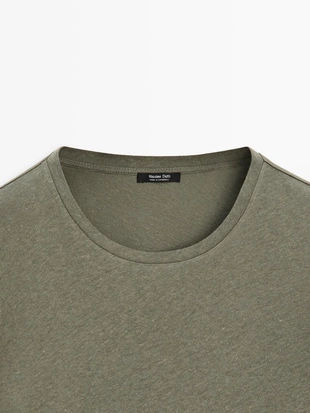 Футболка из льняной смеси с короткими рукавами- Заказать в России