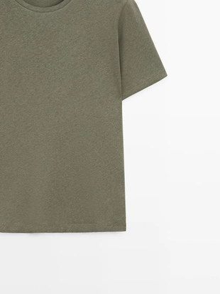 Футболка из льняной смеси с короткими рукавами- Заказать в России