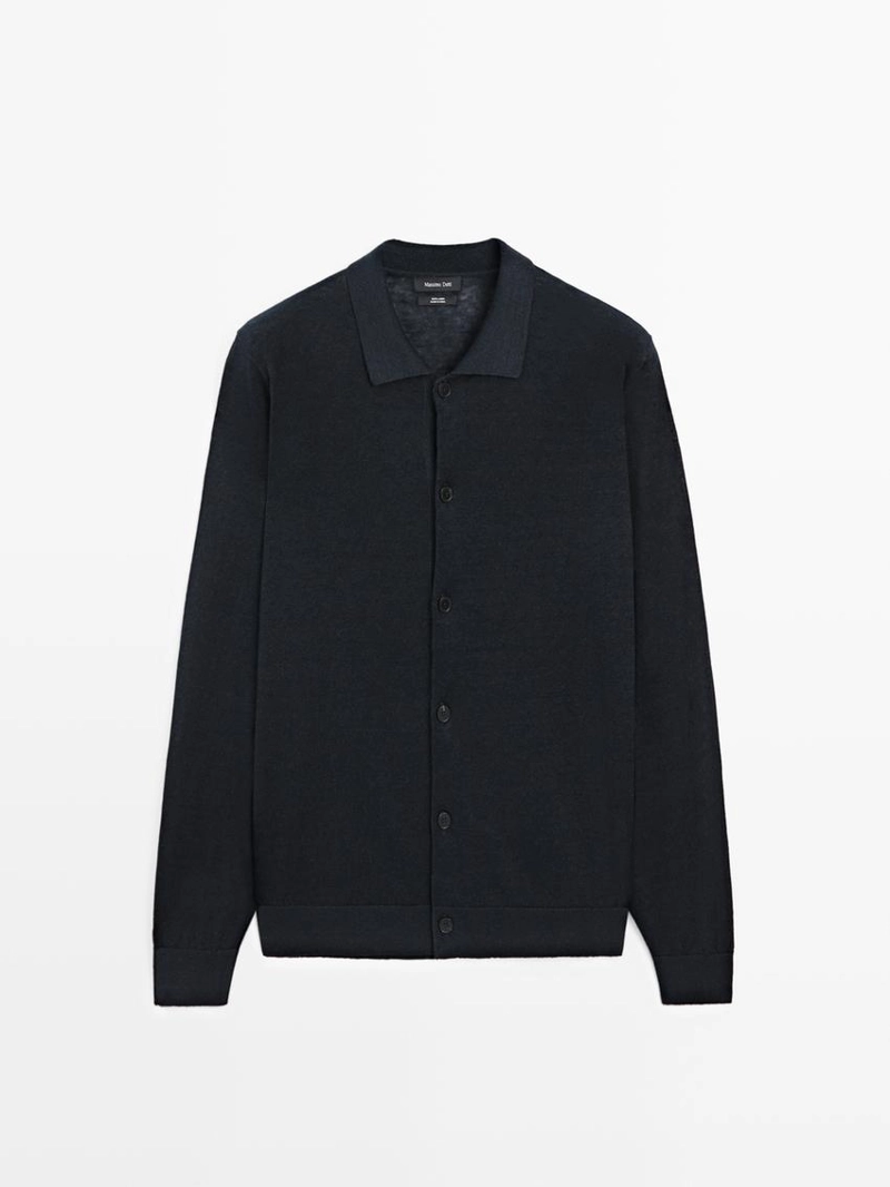 Кардиган из льняного трикотажа с пуговицами