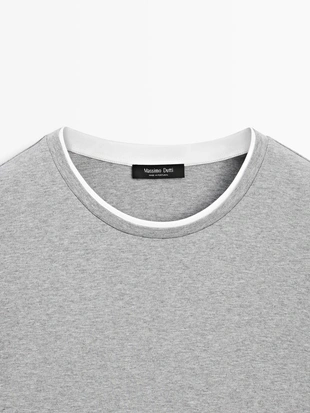 Футболка из 100% хлопка с контрастными деталями- Заказать в России