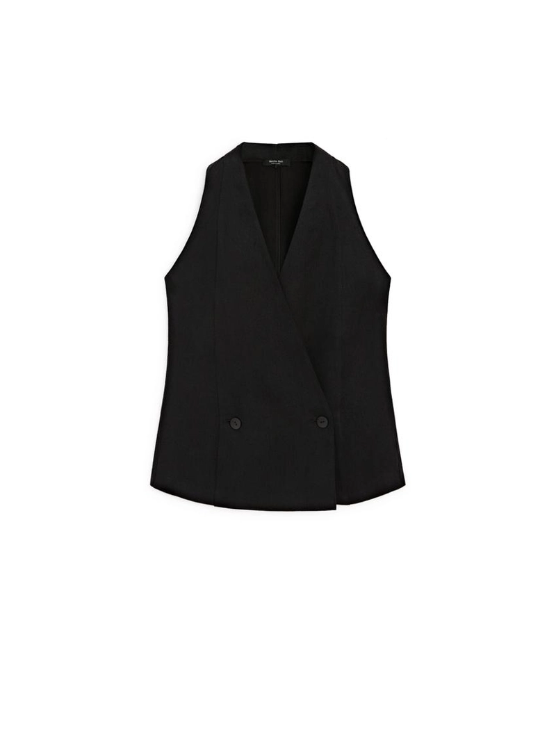 Жилет на две пуговицы с деталями на пуговицах