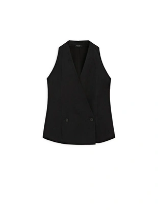 Жилет на две пуговицы с деталями на пуговицах- Заказать в России