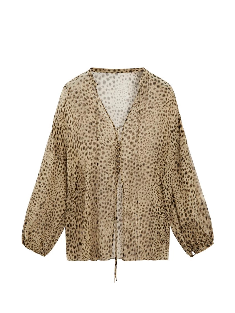 Блузка в стиле животный принт из плотной ткани