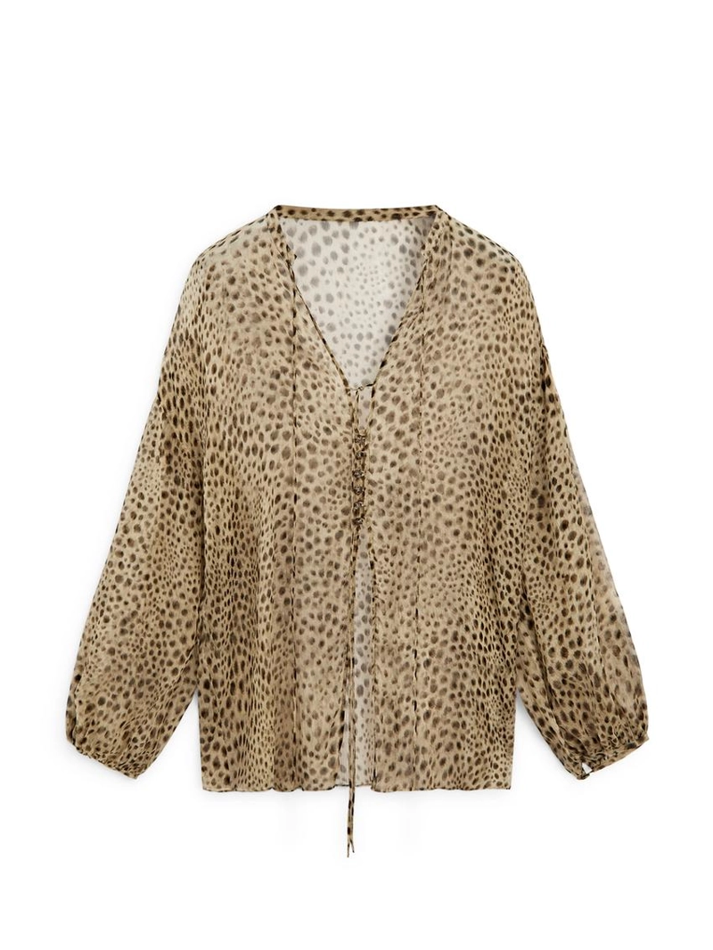 Блузка в стиле животный принт из плотной ткани