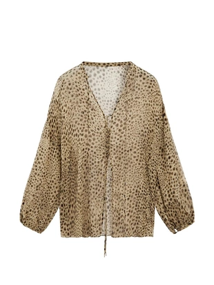 Блузка в стиле животный принт из плотной ткани- Заказать в России