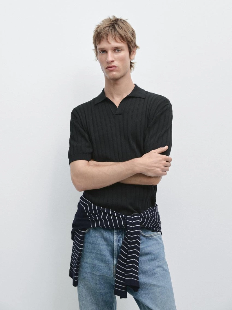 Свитер-поло крупной вязки