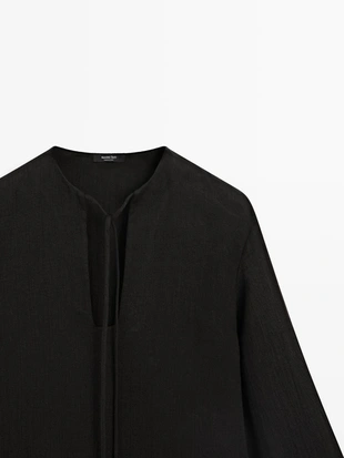 100% льняное мини-платье с воротником - стойкой- Заказать в России