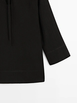 100% льняное мини-платье с воротником - стойкой- Заказать в России