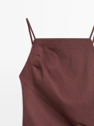 Платье миди из льняной смеси со стрэпами- Заказать в России