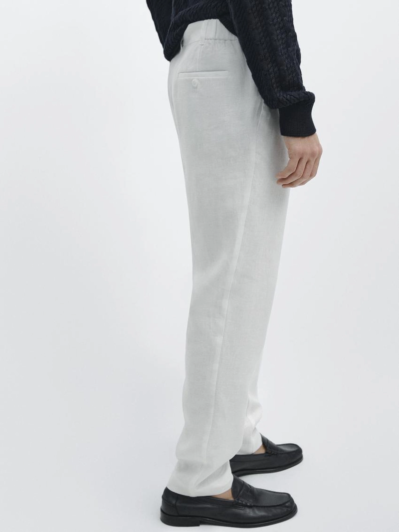 Брюки из льна с зауженным кроем