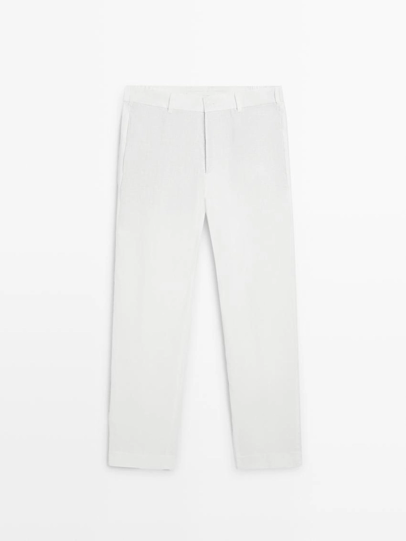 Брюки из льна с зауженным кроем