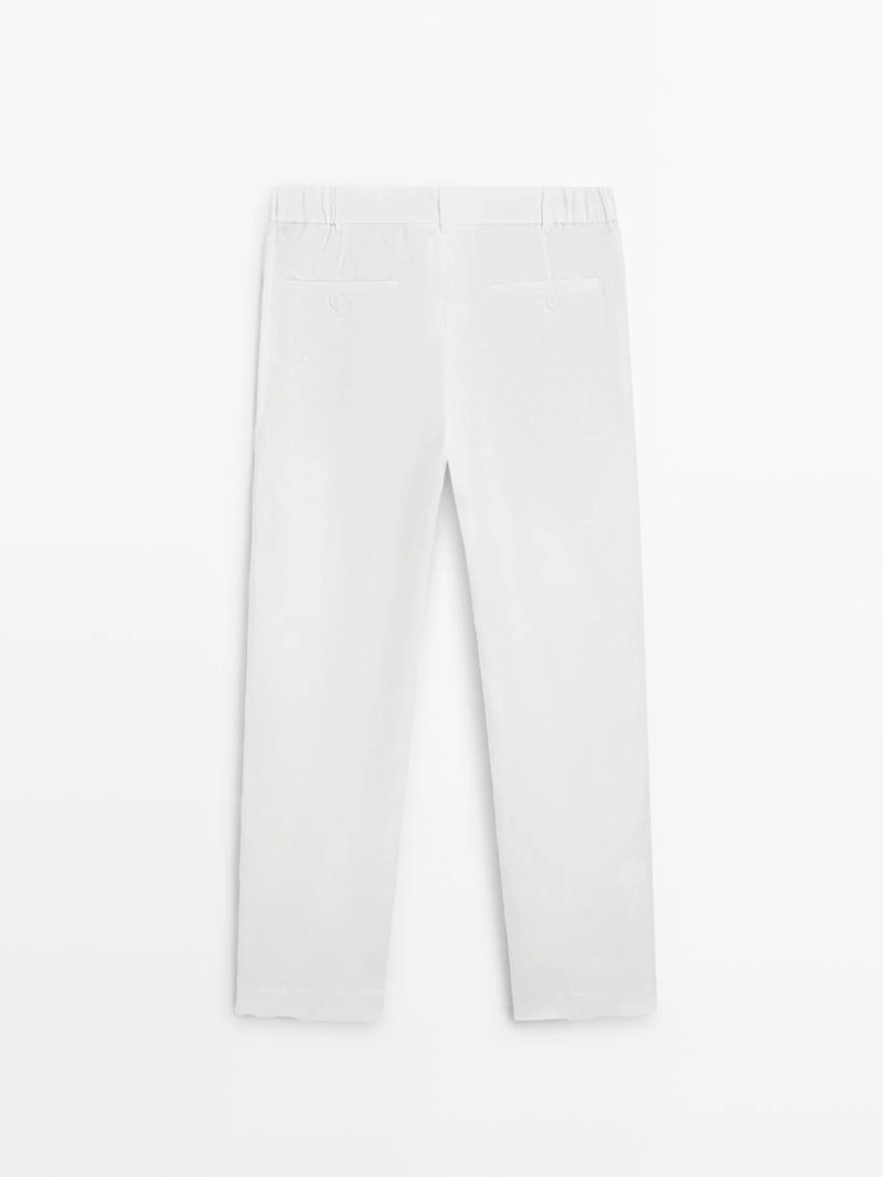 Брюки из льна с зауженным кроем