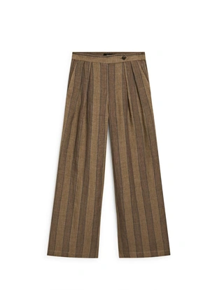 Широкие льняные брюки в полоску- Заказать в России