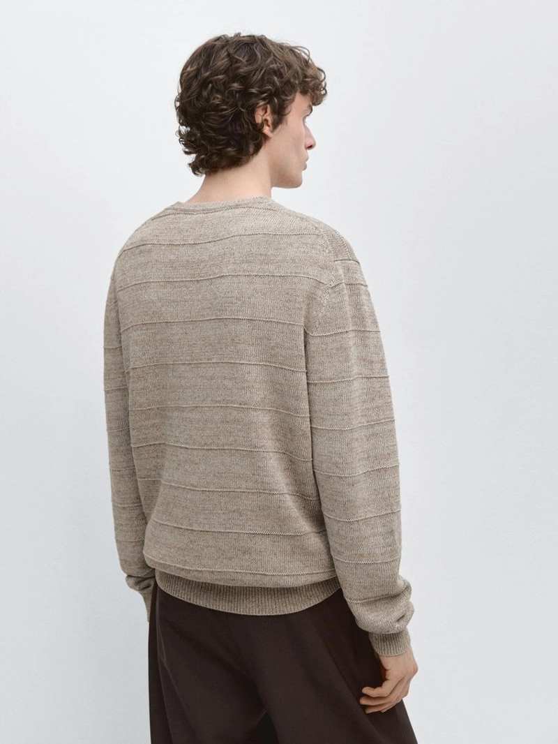 Джемпер с круглым вырезом и полосками из трикотажа