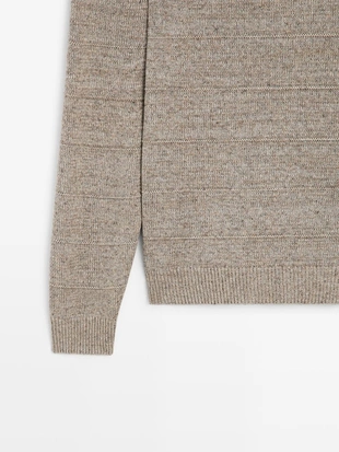 Джемпер с круглым вырезом и полосками из трикотажа- Заказать в России