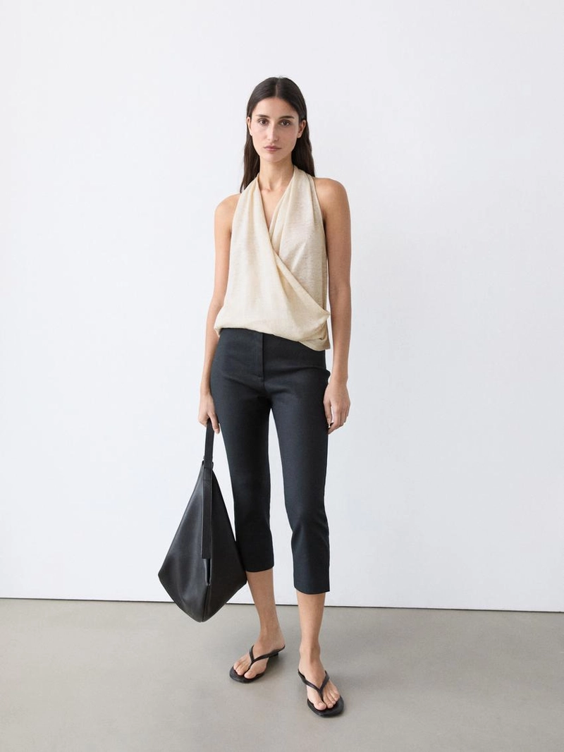 Топ с драпировкой из льна