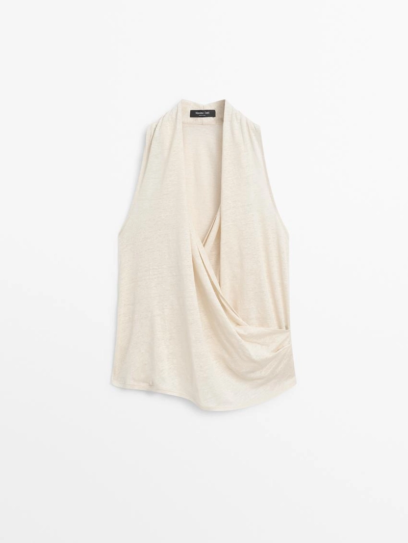 Топ с драпировкой из льна