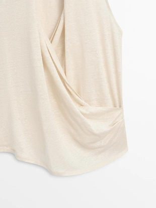 Топ с драпировкой из льна- Заказать в России