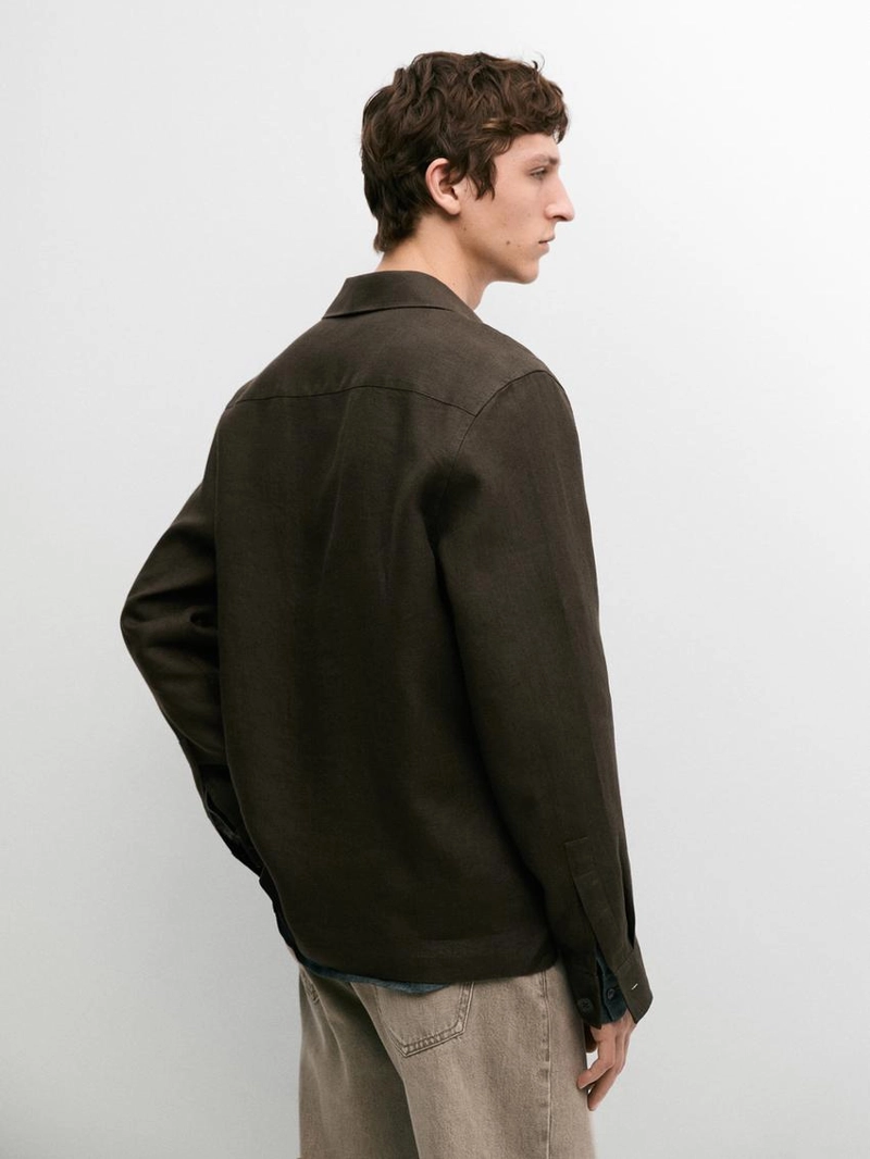 Льняная рубашка-косоворотка с карманами