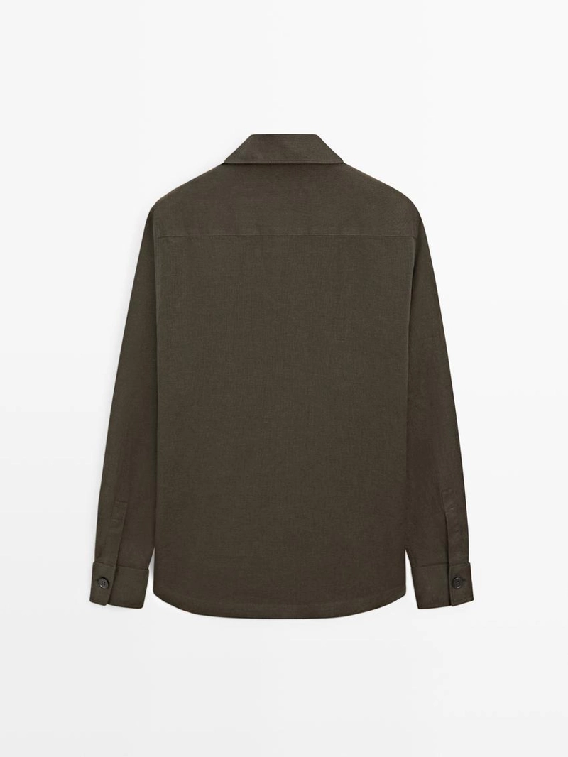 Льняная рубашка-косоворотка с карманами