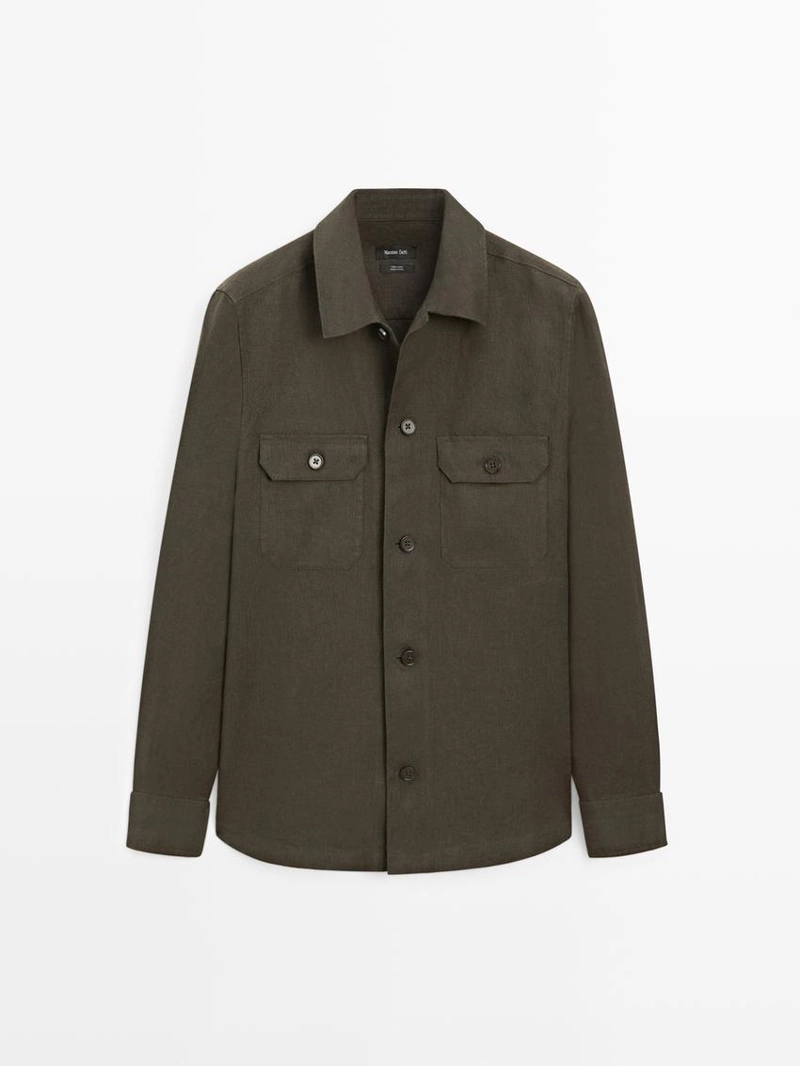 Льняная рубашка-косоворотка с карманами