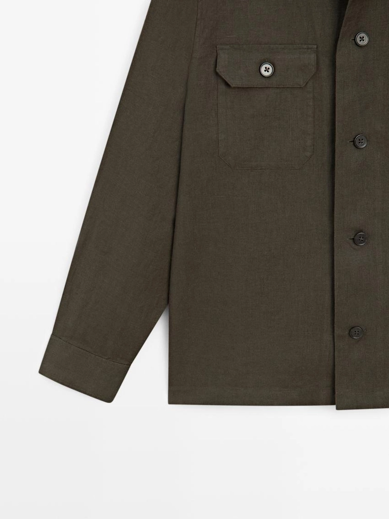 Льняная рубашка-косоворотка с карманами