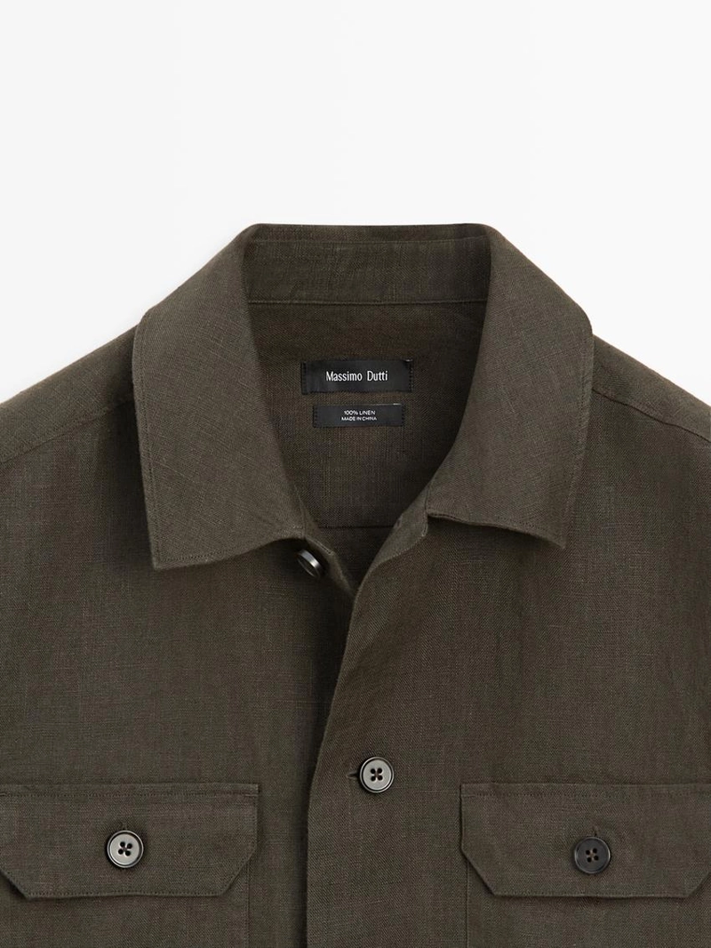 Льняная рубашка-косоворотка с карманами