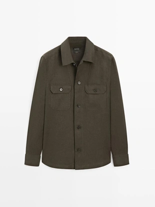 Льняная рубашка-косоворотка с карманами- Заказать в России