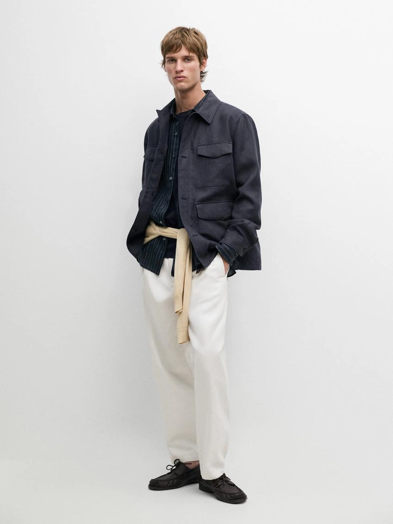 Легкая льняная куртка с карманами