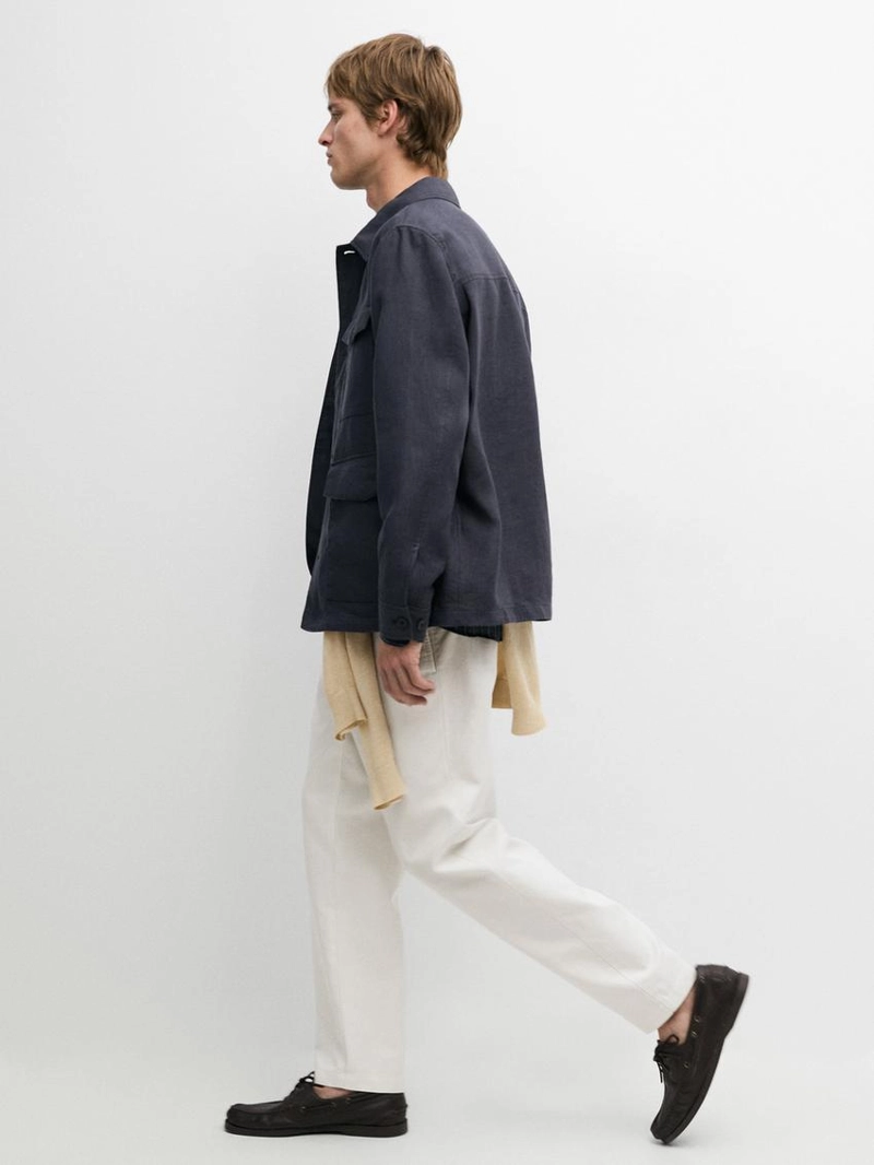 Легкая льняная куртка с карманами