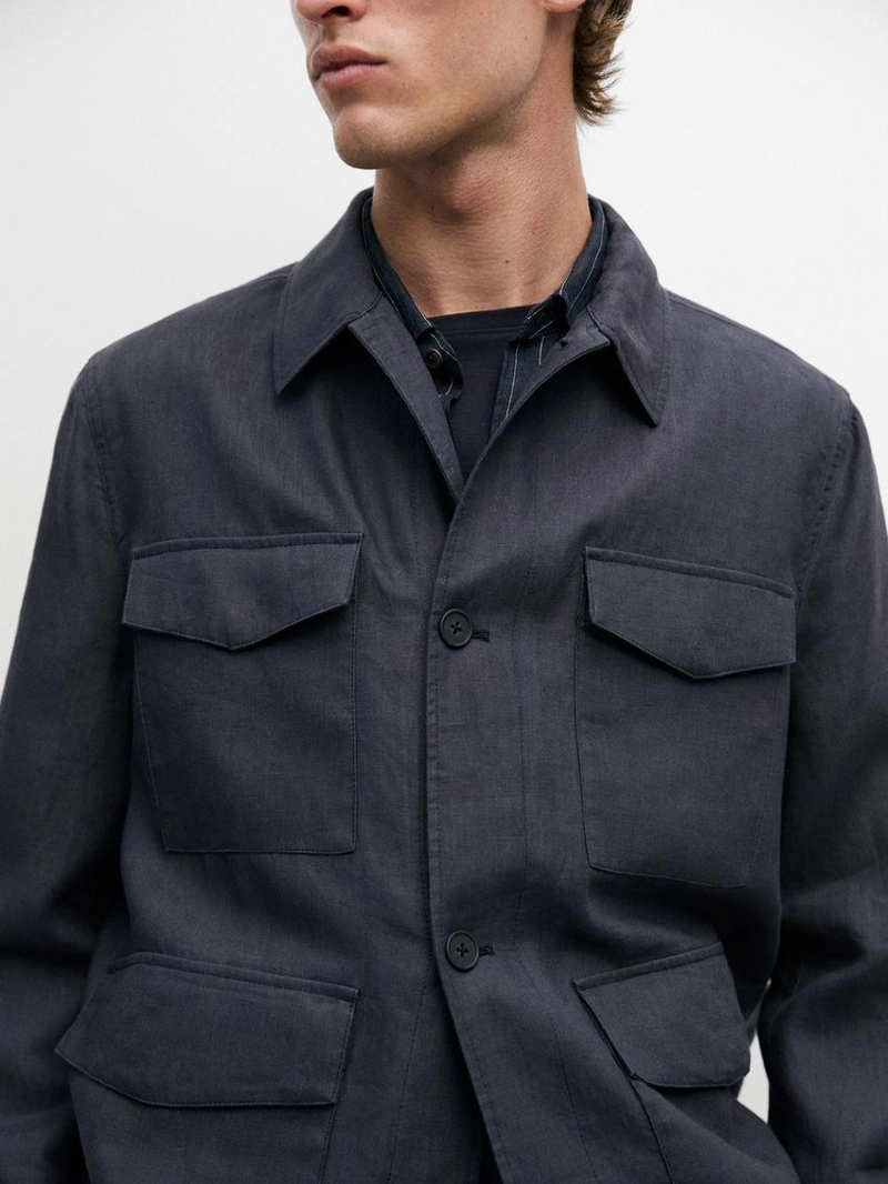 Легкая льняная куртка с карманами