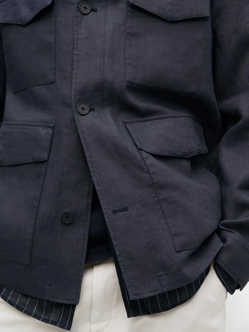 Легкая льняная куртка с карманами