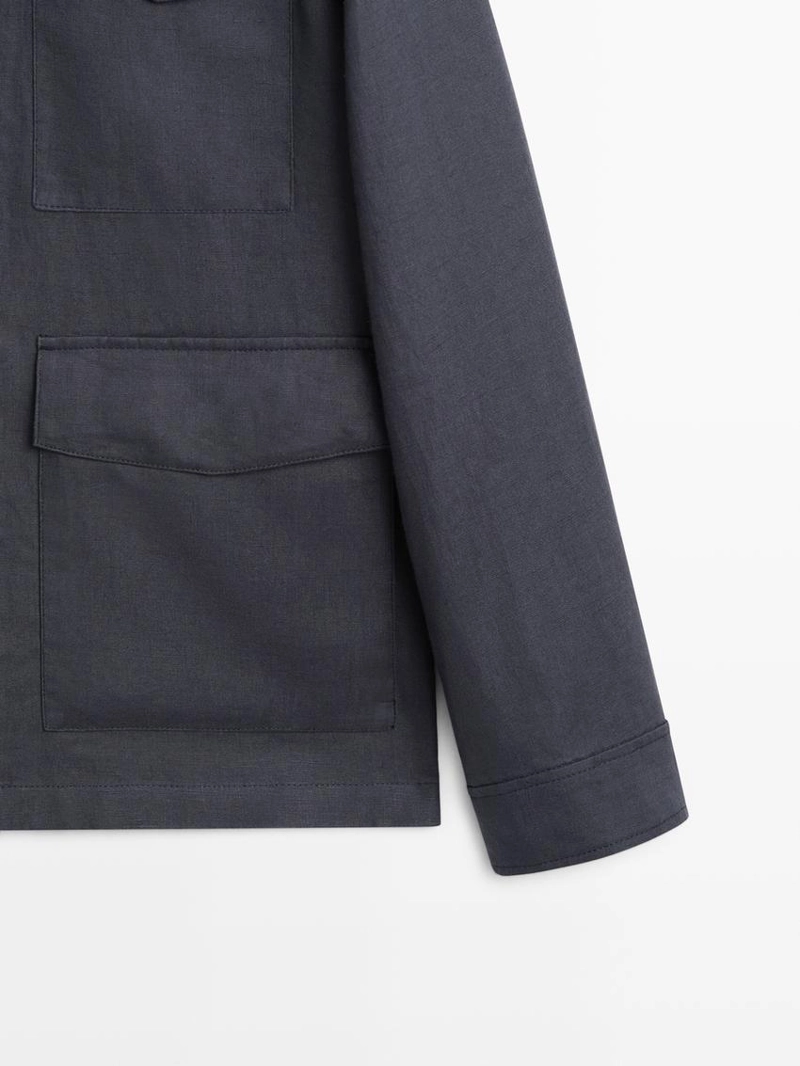 Легкая льняная куртка с карманами