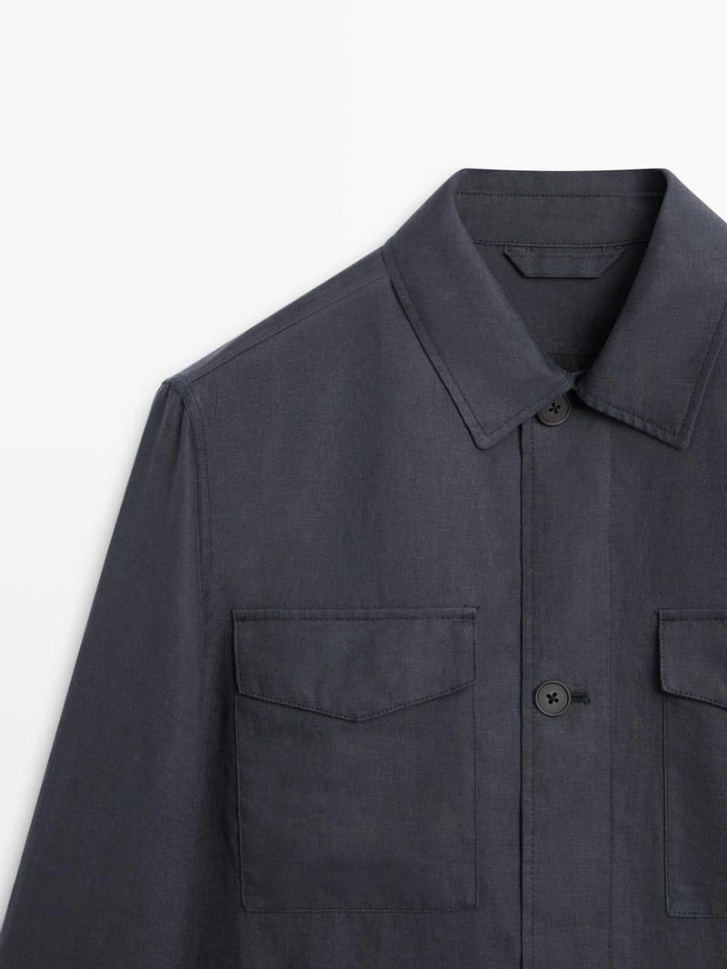 Легкая льняная куртка с карманами