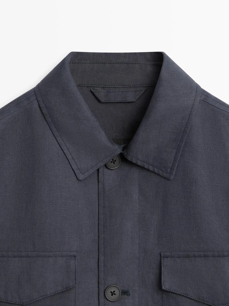 Легкая льняная куртка с карманами