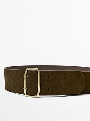 Ремень из замши с прямоугольной пряжкой- Заказать в России