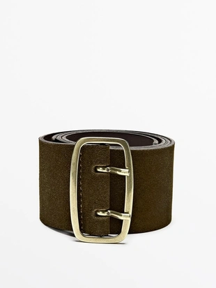 Ремень из замши с прямоугольной пряжкой- Заказать в России