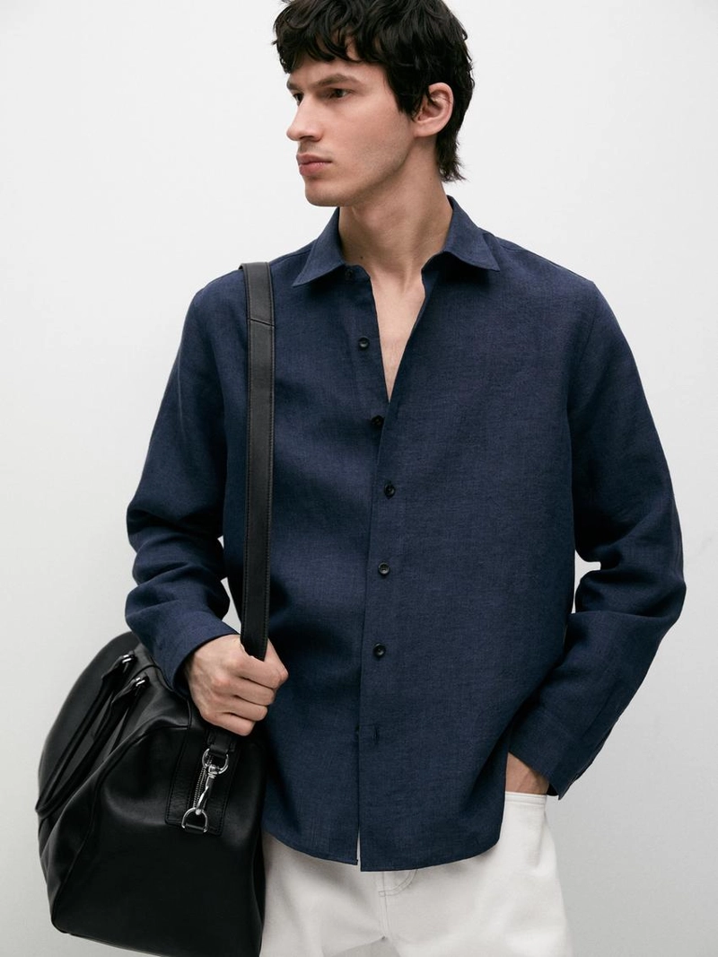 Рубашка из 100% льна в классическом крое