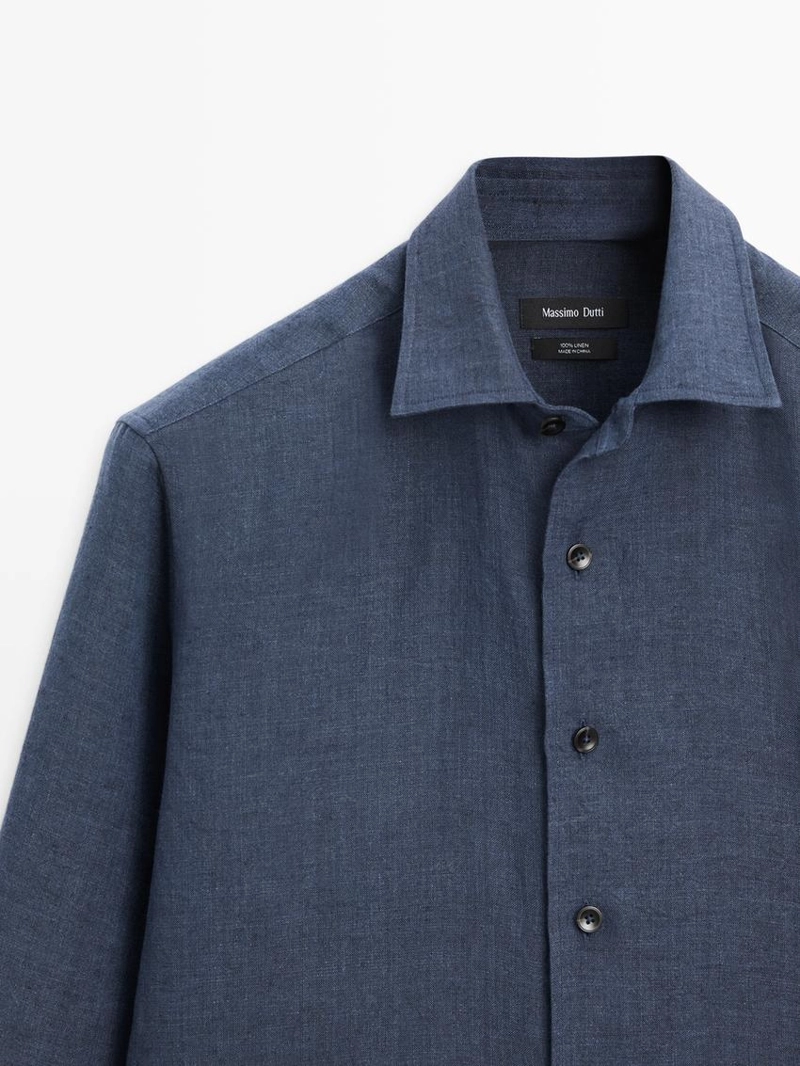 Рубашка из 100% льна в классическом крое